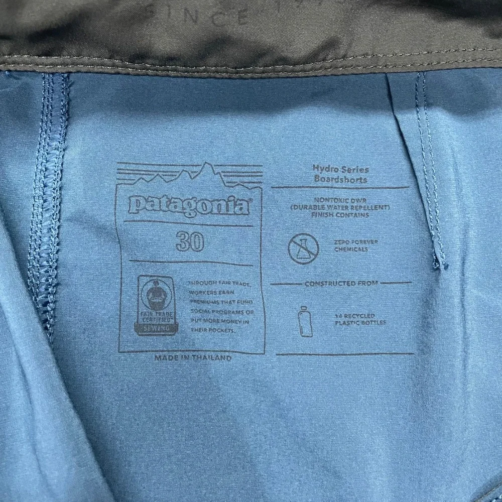 Patagonia Hydropeak Board Shorts Mens 30 Blue STY86480 Drawstring Swim Trunks
